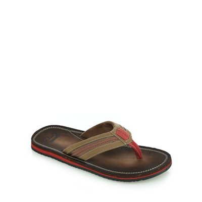 Clarks Big and tallbrown 'riverway sun' casual flip flops